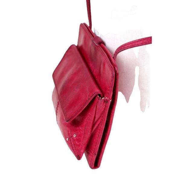 Hobo International DARK PINK GENUINE LEATHER X-BODY ORGANIZER SHOULDER BAG PURSE - Picture 4 of 14